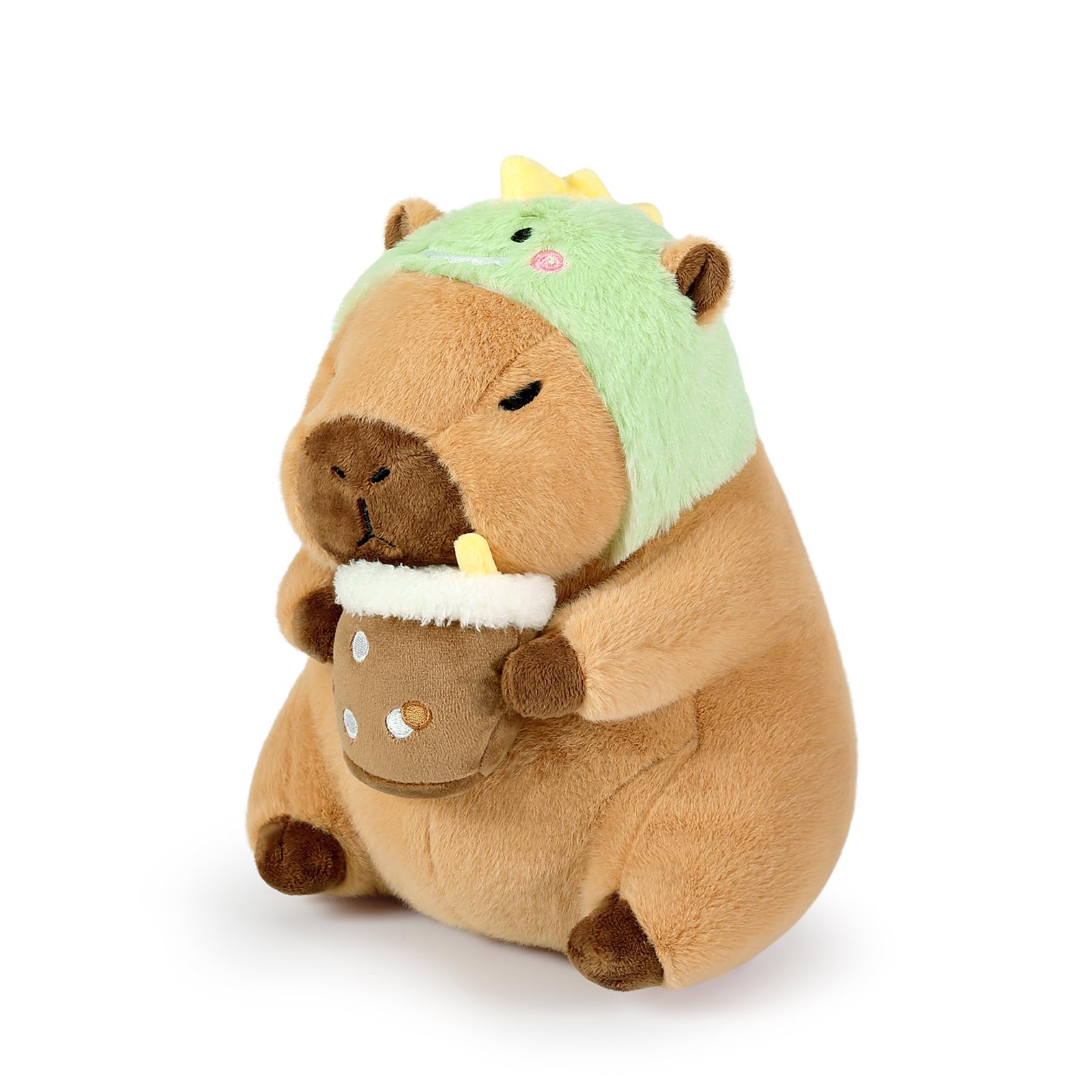 Ditucu Cute Capybara Plush Pillow Dinosaur Drinking Milk Tea Stuffed Animals Capibara Pluhsies Toy Gifts For Kids 11 Inch